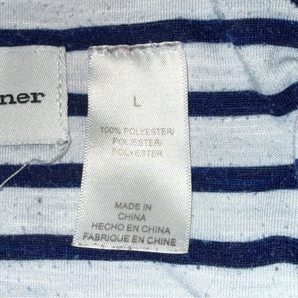 Alfred Dunner Navy Stripe Floral Tee Short Sleeve Casual Summer Top L - Picture 6 of 8